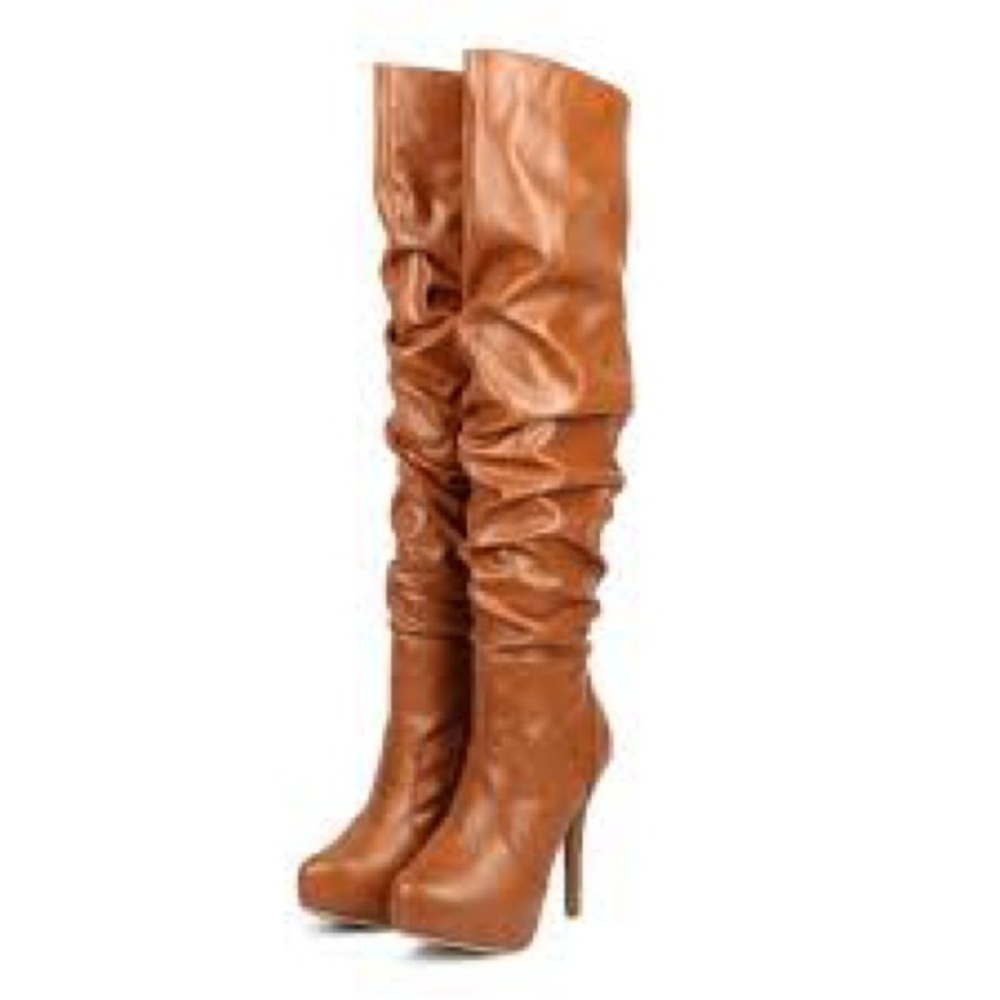 Women’s Natural Breeze Slouch Brown Faux Leather Over Knee Heel Boots Size 7 US - Picture 2 of 9